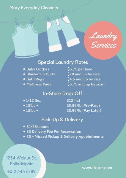 service, laundry service, clean, Laundry Store Price List Poster Template