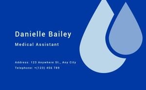Blue Water Drops Simple Medical Assistant Business Card