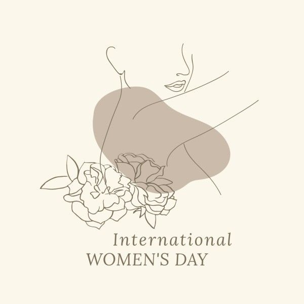 米色插图国际妇女节 Instagram帖子