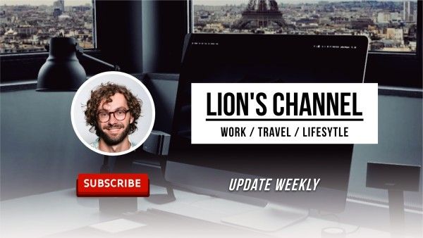 subscribe, lifestyle, simple, Dark Modern Life Youtube Channel Art Template