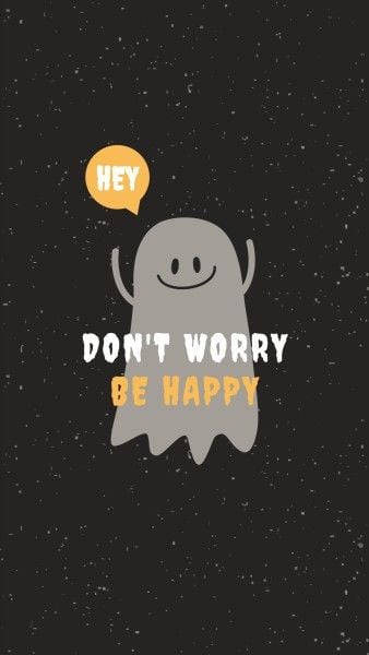 happy, encourage, encouragement, Black Cute Halloween Ghost Mobile Wallpaper Template