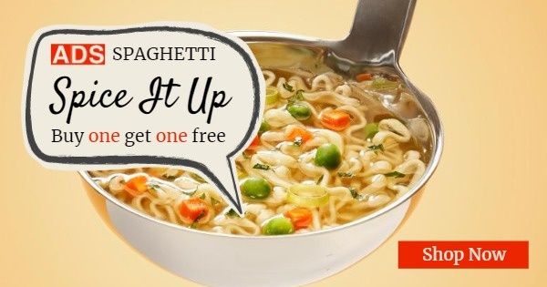 黄色のスパゲッティバナー広告 Facebook広告
