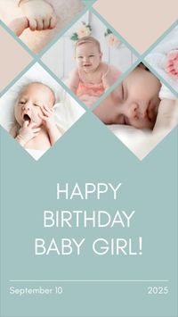 photograph, love, life, Baby Birthday Collage Photo Collage 9:16 Template