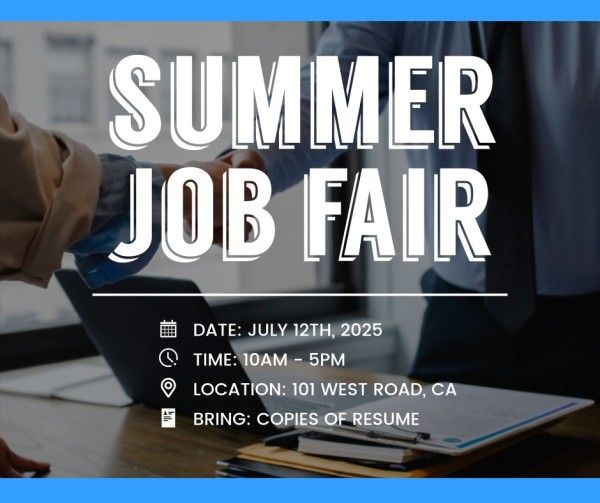 work, summer job fairs, job fairs, Summer Job Fair Facebook Post Template