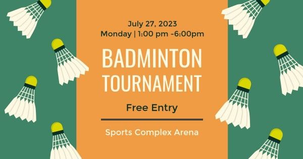  cover photo, free entry, entry, Badminton Tournament Facebook Event Cover Template
