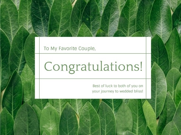 Green Plant Congratulations Card