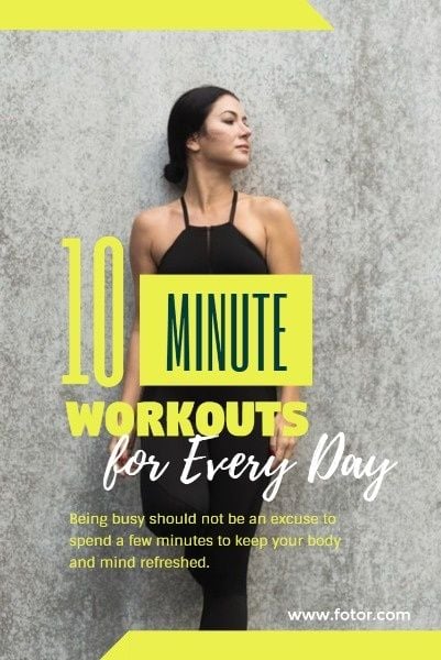workouts, fitness, exercise, Yellow Workout Plan Article Pinterest Post Template