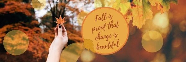 autumn, season, motto, Yellow Fall Leaves Quote Twitter Cover Template