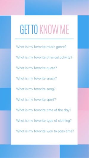 Blue Get To Know Me Question List Instagram Story
