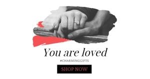 love, valentine, couple, Simple White Jewelry Online Sale Facebook Ad Medium Template