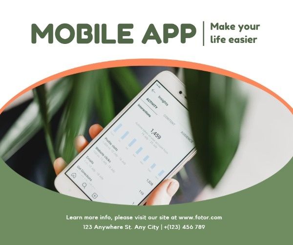 flyer, sale, business, Green Mobile App  Facebook Post Template
