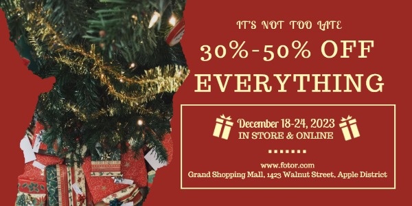 Green And Red Christmas Sale Twitter Post