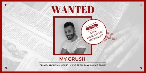 valentine, couple, romantic, Wanted Poster Twitter Post Template