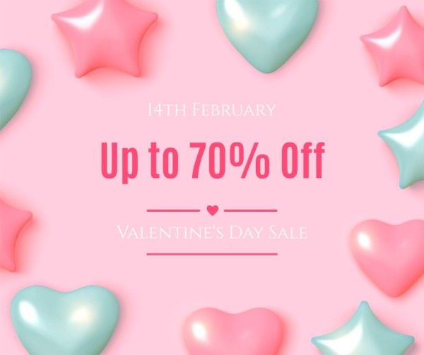 love, life, valentines sale, Pink Valentines Day Sale Promotion Facebook Post Template