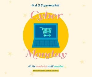 discount, supermarket, commerce, Cyber Monday Super Sale Large Rectangle Template