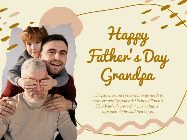 father's day, dad, grandpa, Beige Happy Fathers Day Card Template