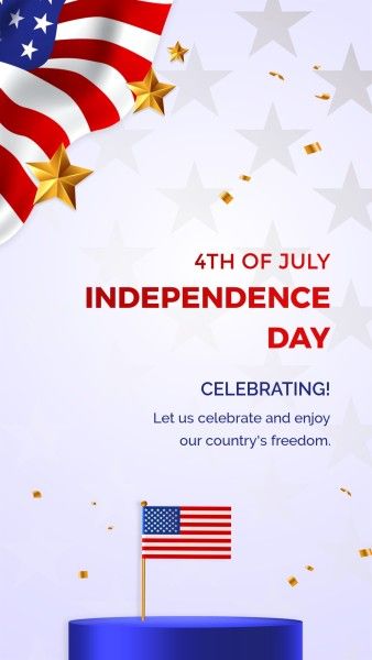 independence day, america, celebration, Red 3d Modern Happy 4th Of July Instagram Story Template