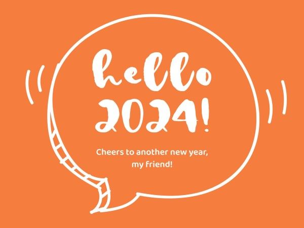 celebration, speech bubble, hello, Orange Simple New Year Greeting Card Template