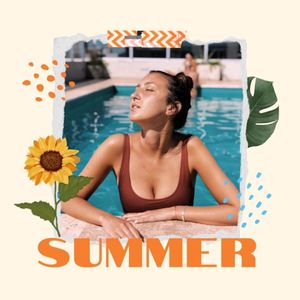 holiday, woman, female, Summer Day Photo Collage Instagram Post (Square) Template
