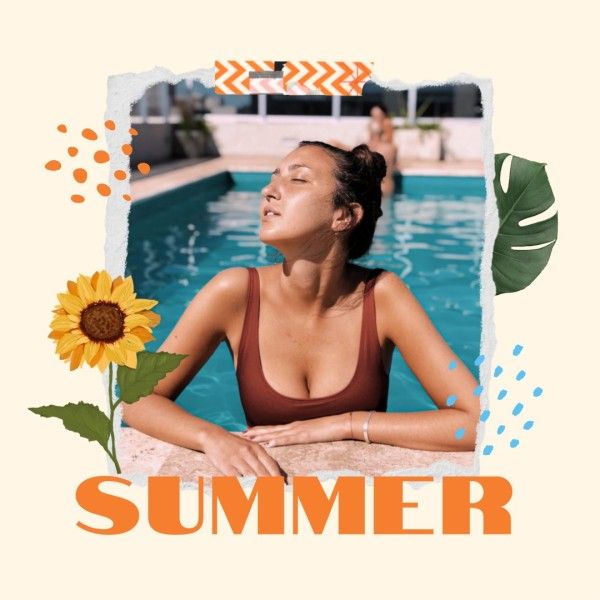 holiday, woman, female, Summer Day Photo Collage Instagram Post Template