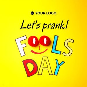 greeting, celebration, festival, Yellow Funny Photo April Fools' Day Instagram Post Template