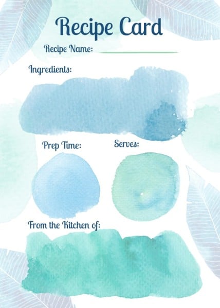 Blue And Green Background Recipe Card