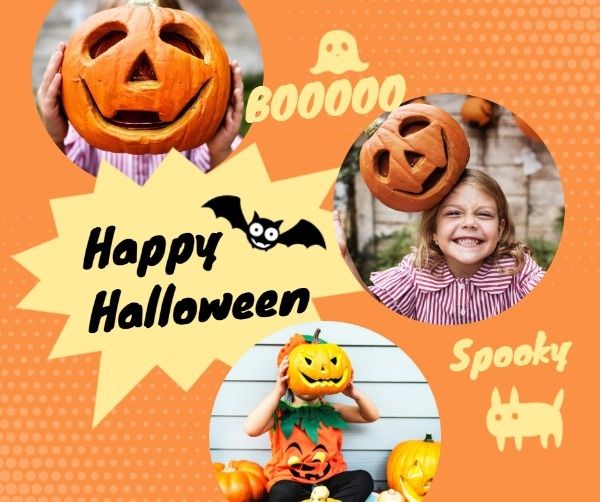 spooky, festival, holiday, Happy Halloween Collage Facebook Post Template