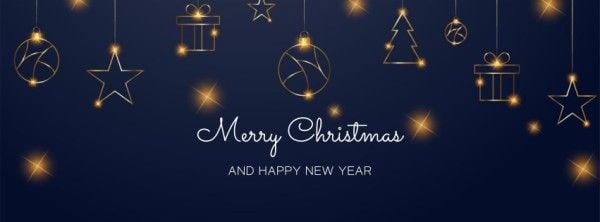 深蓝色插图圣诞快乐 Facebook封面
