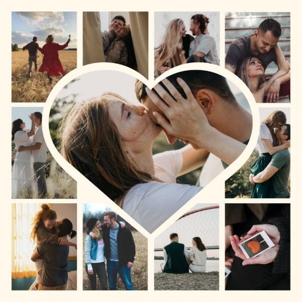 love, heart, couple, Sweet Valentine's Day Photo Collage (Square) Template