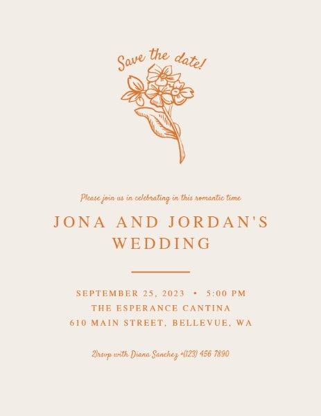 save the date, party, life, Grapefruit Color Floral Wedding Program Template