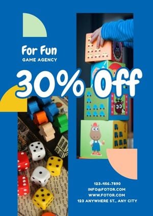kid, children, funny, Blue Cartoon Game Agency Poster Template