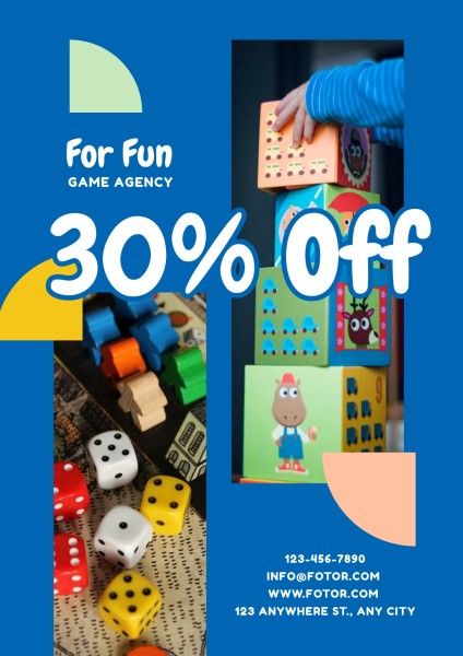 Blue Cartoon Game Agency Poster
