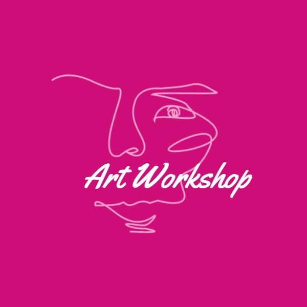 painting, oil painting, drawing, Pink Art Workshop Logo ETSY Shop Icon Template