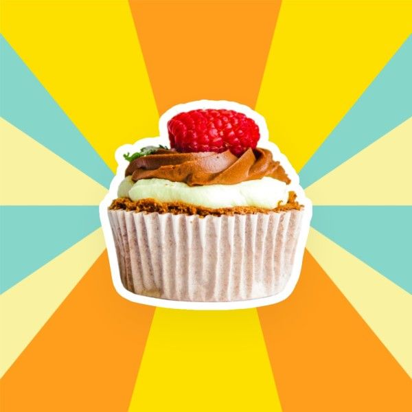 dessert, cupcake, food, Colorful Illustration Sunrays Background Product Photo Template