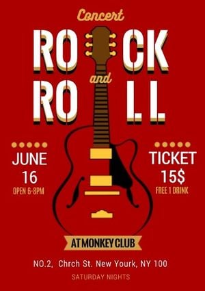 music festival, rock music, posters, Rock And Roll Concert Poster Template