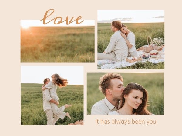 valentines day, romantic, lover, Beige Love Couple Valentine Collage Photo Collage 4:3 Template