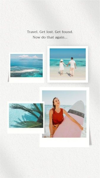 travel, journey, trip, Gray Polaroid Vacation Collage Photo Collage 9:16 Template