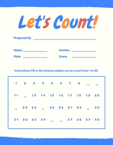 Blue And White Math Counting