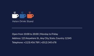 coffee, tea, cafe, Dark Blue Color Background Drink Bar  Business Card Template