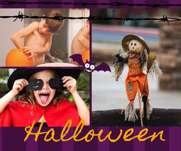 festival, holiday, celebration, Halloween Kids Collage Facebook Post Template