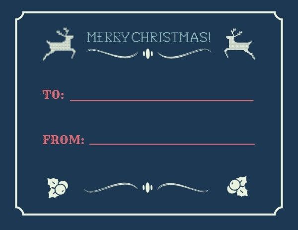 xmas, deer, holiday, Blue Merry Christmas Label Template