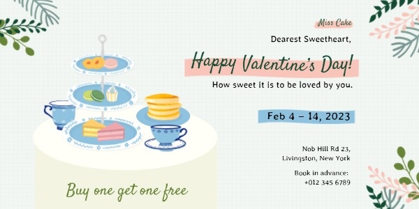 Valentine's Day Cake Sale Twitter Post