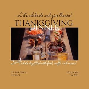 party, family, holiday, Thanksgiving Dinner Invitation Instagram Post Template