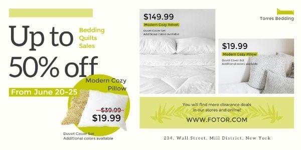White And Green Bedding Homeware Sale Twitter Post