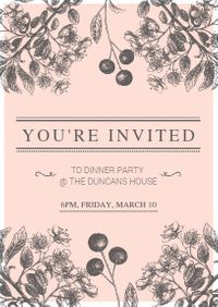 party, event, parties, Pink Floral Invitation Invitation Template