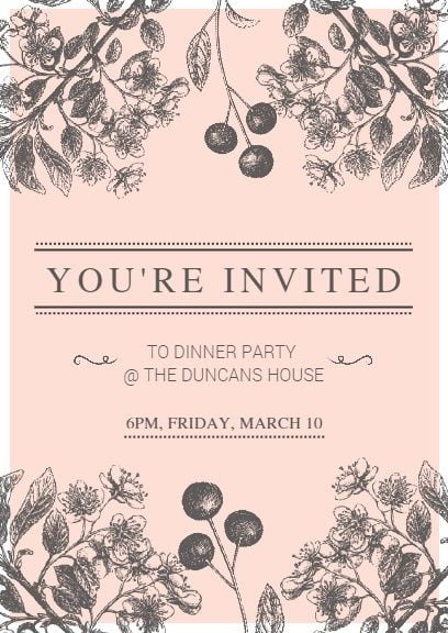 party, event, parties, Pink Floral Invitation Invitation Template