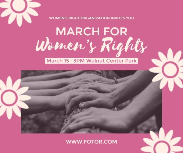 Pink International Women's Day Women's Right Campaign Facebook Post