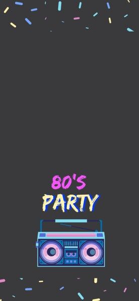  social media,  classic,  vintage, Black Retro 80 Generation Music Party Snapchat Geofilter Template