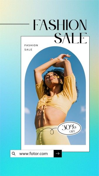 promotion, discount, aesthetic, Blue Green Gradient Fashion Sale Instagram Story Template