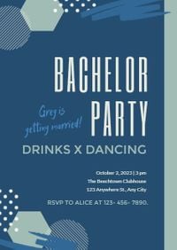 bridal shower, wedding, single party, Dark Blue Bachelor Party Invitation Template